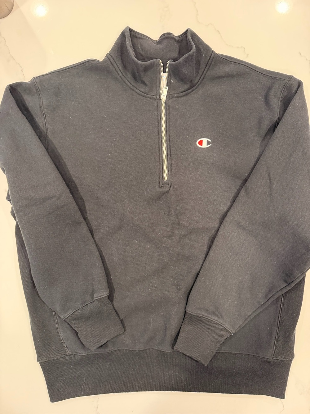 Champion Black Half-Zip Pullover with Small Logo